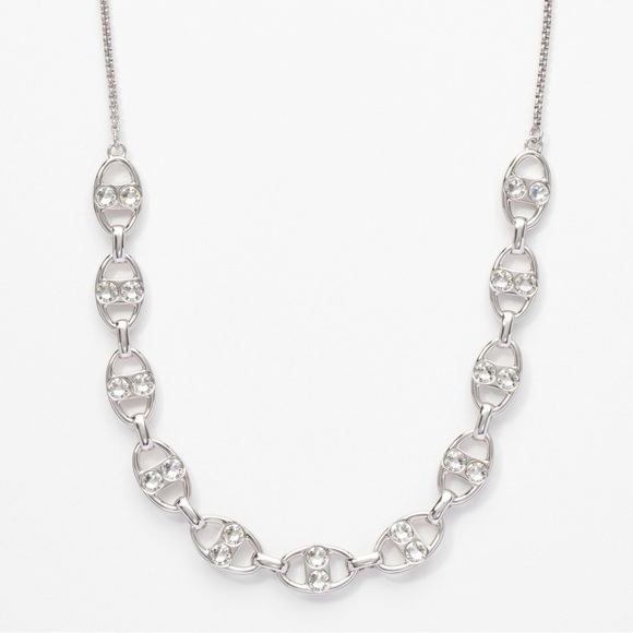 Touchstone Crystal by Swarovski GAZE rhodium pkated necklace white crystals BNIB